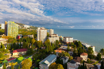 Obraz premium Beautiful modern cityscape at summer time, Sochi, Russia.