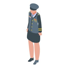 Military uniform girl icon. Isometric of military uniform girl vector icon for web design isolated on white background