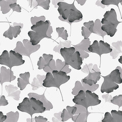 Watercolor seamless pattern of Ginkgo biloba. Background for web pages, textile, wallpaper.