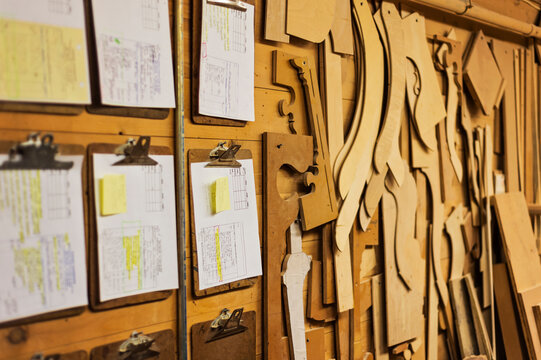 Wall in carpentry workshop