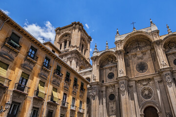 Fototapeta premium Granada Cathedral or Cathedral of Incarnation (Catedral de Granada, Santa Iglesia Catedral Metropolitana de la Encarnacion de Granada, 1561) - Roman Catholic church in Granada city. Andalusia, Spain.