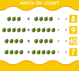 Match by count of cartoon custard apples. Match and count game. Educational game for pre shool years kids and toddlers
