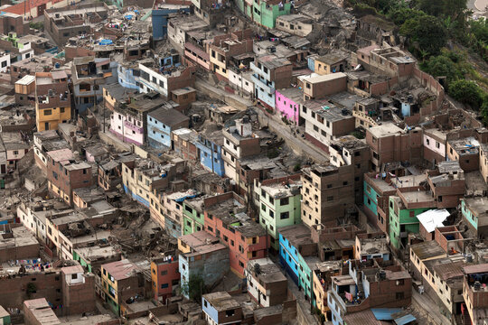 Aerial view to slums district