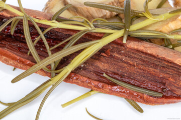 As a starter for dinner, a plate harmonizing with cinnamon, ginger and rosemary. Natural food....