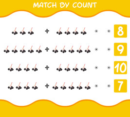 Match by count of cartoon elderberries. Match and count game. Educational game for pre shool years kids and toddlers