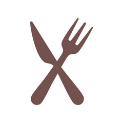 Fototapeta premium crossed knife and fork on white background
