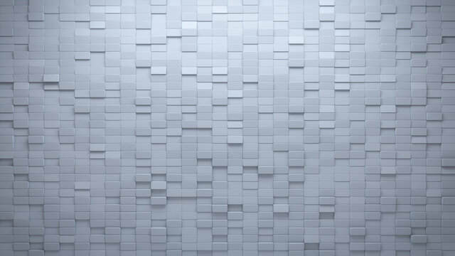 Futuristic, High Tech, light background, with a rectangular block structure. Wall texture with a 3D rectangle tile pattern. 3D render