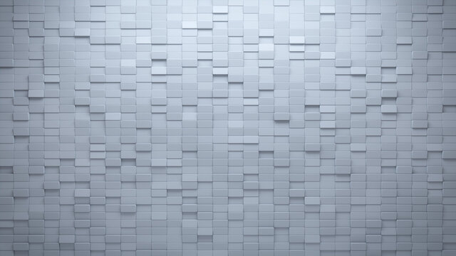 Futuristic, High Tech, light background, with a rectangular block structure. Wall texture with a 3D rectangle tile pattern. 3D render