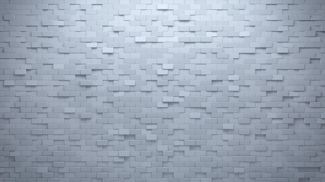 Futuristic, High Tech, light background, with a offset rectangular block structure. Wall texture with a 3D rectangle tile pattern. 3D render