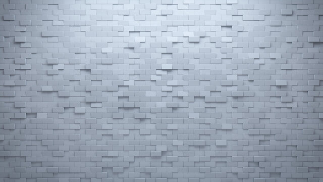 Futuristic, High Tech, light background, with a offset rectangular block structure. Wall texture with a 3D rectangle tile pattern. 3D render