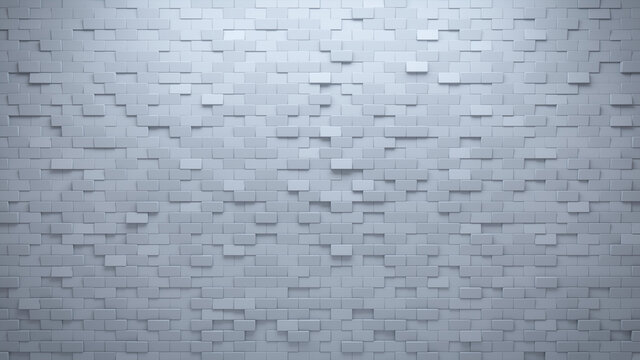 Futuristic, High Tech, light background, with a offset rectangular block structure. Wall texture with a 3D rectangle tile pattern. 3D render
