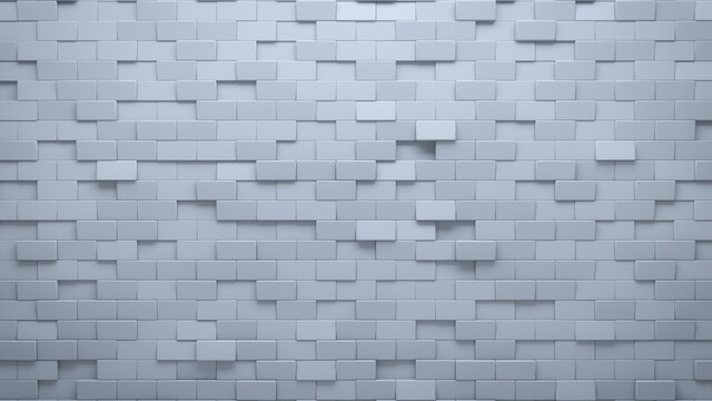Futuristic, High Tech, light background, with a offset rectangular block structure. Wall texture with a 3D rectangle tile pattern. 3D render