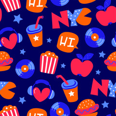 american pop art seamless vector pattern