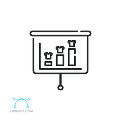 Sales index line icon. Magnifying glass, revenue sale chart statistics analysis process of business productivity improvement Editable stroke vector illustration design on white background EPS 10