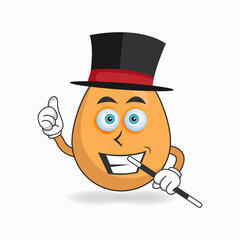 The Egg mascot character becomes a magician. vector illustration