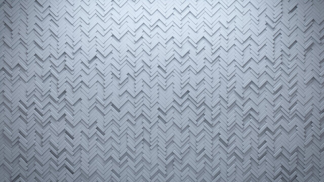 Futuristic, High Tech, light background, with a herringbone block structure. Wall texture with a 3D parquet tile pattern. 3D render
