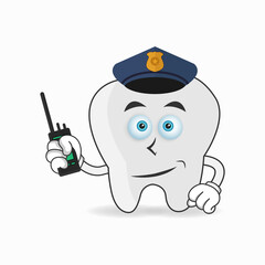 The Tooth mascot character becomes a policeman. vector illustration