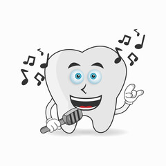 The Tooth mascot character is singing. vector illustration