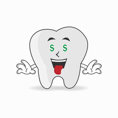Tooth mascot character with money making expression. vector illustration