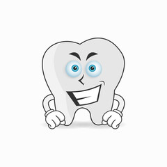 Tooth mascot character with smile expression. vector illustration