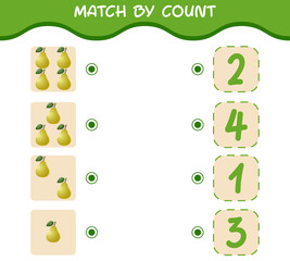 Match by count of cartoon quinces. Match and count game. Educational game for pre shool years kids and toddlers