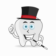 The Tooth mascot character becomes a magician. vector illustration