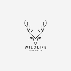 Deer Hunt Wildlife Outdoor Adventure Logo Vector Illustration Design Template Line Art