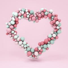 Frame made of balls. Square format background. Festive banner. Greeting card made of colored balloons. 3d rendering