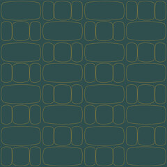 Abstract seamless pattern. Golden shape on green background. Vector illustration for background