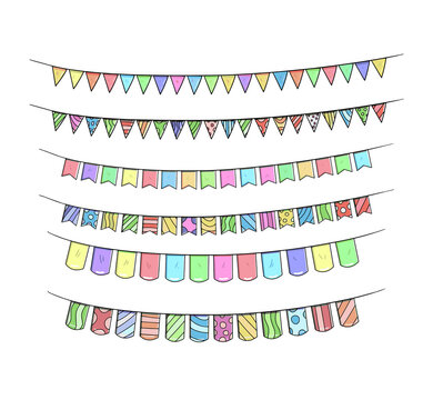 colorful ribbon hand drawn set vector design element isolated on white background can be use for poster, banner, invitation, illustration, template, element