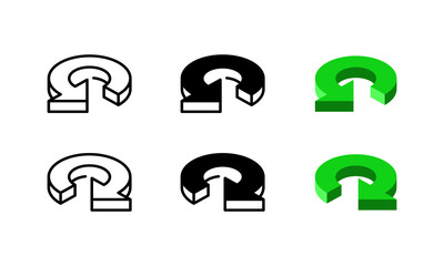 Round arrow icon. With isometric style