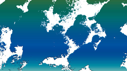 Abstraktes Landkartenähnliches Gemälde in blau grün Tönen