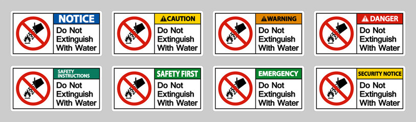 Do Not Extinguish With Water Symbol Sign On White Background
