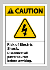 Caution Risk of electric shock Symbol Sign Isolate on White Background