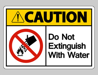 Caution Do Not Extinguish With Water Symbol Sign On White Background