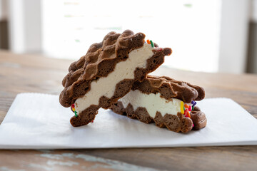 Cross Section of Homemade Ice Cream Sandwich