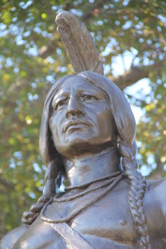 Massasoit statue in Cole Hills, Plymouth Massachusetts. 