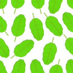Banana leaf seamless pattern design. Banana leaf background. Banana leaf vector illustration.