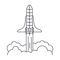 spaceship launch icon with a white background