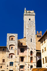 Fototapeta na wymiar Medieval towers of San Gimignano, UNESCO world heritage in Tuscany, Italy
