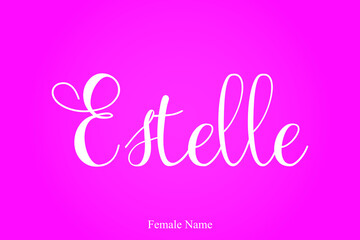 Obraz premium Estelle Female Name Hand Lettering Typescript Calligraphy Text On Pink Background