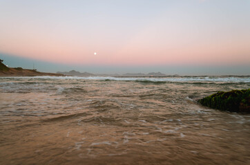 Sunset on the beach in Rio de Janeiro.