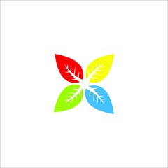logo leaft helthy colorful icon templet vector