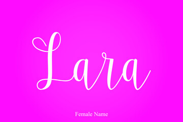 Obraz premium Lara Female Name Calligraphy White Color Text On Pink Background