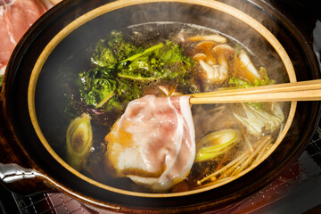 高級豚肉しゃぶしゃぶ  Shabu-shabu japanese food