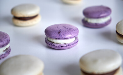 photo of pastel purple and white macaroons