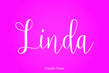 Linda -Female Name Calligraphy Typescript Text On Pink Background