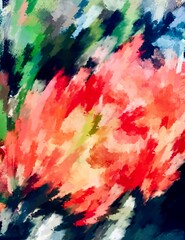 abstract watercolor design red pink green 
