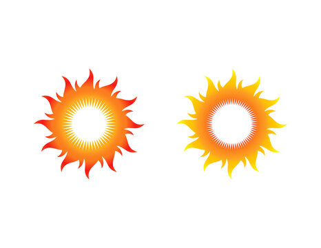 yellow sun icon. the sun with a burning fire vector isolated