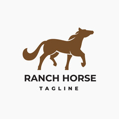 Majestic proud horse walking simple and flat logo